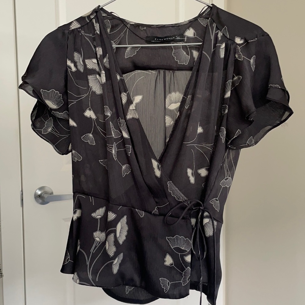 NWOT ZARA wrap silky blouse